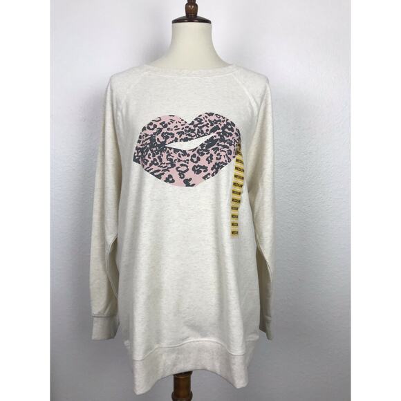 Wildfox Leopard Lips Stretch Pullover Sweatshirt - Picture 1 of 8